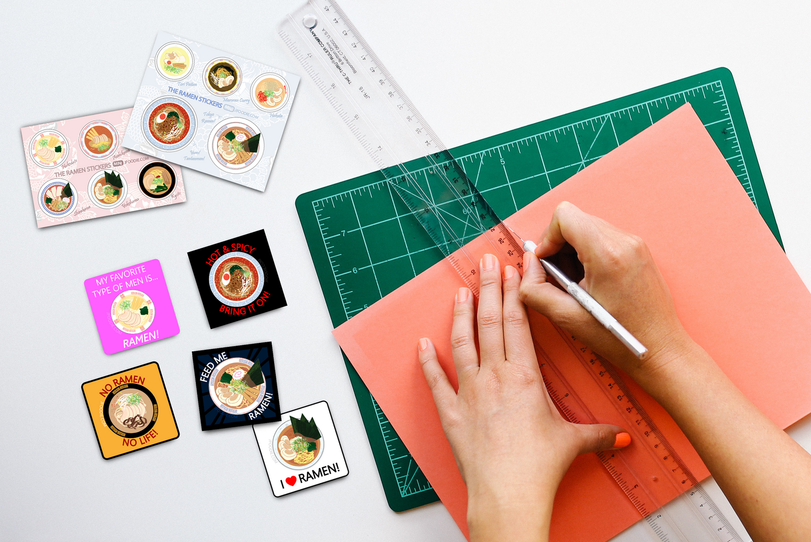 Ramen Sticker Bundle, 2 sheets, 5- 2x2inch sticker