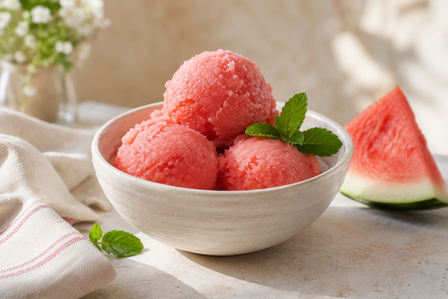 4-Ingredient Watermelon Sorbet Recipe (AI-generated image)